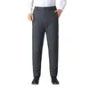 Costumes pour hommes coupe ample pantalons pour hommes pantalons d'hiver costume droit avec doublure en peluche taille élastique Style d'affaires pour le bureau