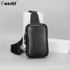 Sacs à bandoulière téléphone véritable Mini cuir poitrine sac à la mode Mobile pour hommes simples peau de vache bandoulière marque petit sac à dos