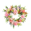 Fleurs décoratives Bienvenue dans votre maison parfaite Couronne idyllique en forme de cœur Floral Rose Guirlande artificielle Porte pour mariage Saint-Valentin