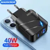 Chargeurs de téléphone portable 40W USB C chargeur plusieurs Ports PD chargeur rapide pour Iphoe 14 Samsung S22 LED chargeur de téléphone portable adaptateur chargeur mural