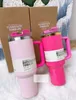 Camelia Pink Gradient Parade Black Chroma With 1:1 Logo H2.0 40oz Stainless Steel Tumblers Cups with Silicone handle Travel Car mugs Water Bottles US STOCK U0228