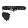 Ceintures femmes gothique amour coeur boucle ceinture avec petit porte-monnaie Y2K sac détachable Punk Rivet clouté ceinture
