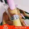 925 STERLING Gümüş Alyans Set 3'te 1 Band Ring Kadın Engagement Gelin Mücevher Mücevher Finger Moonso R46272620