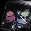 Other Interior Accessories Car Cigarette Ashtray Vehicle Mini Ash Tray Portable With Lid Smell Proof Crystal Diamond For Women Drop Ot0Ot