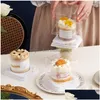 Geschenk Wrap 50 stücke Transparente Quadratische Kuchenbox Mousse Dessert Verpackung mit Löffel Hochzeit Party Gebäckbehälter Halter Drop Lieferung Dh6Tj