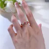 2024 Ins Top Vente Anneaux De Mariage Étincelant Bijoux De Luxe Réel 100% 925 Argent Sterling Rose Or Remplissage Rubis Naturel Moissanite Diamant Femmes Croix Bague Cadeau