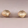 Pendientes de tuerca de acero inoxidable con textura de concha, estrella de mar, distintivo Color dorado de 18 quilates, Metal geométrico, joyería de lujo resistente al agua