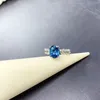 Bague en pierre topaze bleue naturelle de londres, en argent 925 incrusté de lumière, de luxe, à la mode, polyvalente, pour femmes, vente en gros