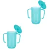 Waterflessen Volwassenen Twee handvatten Plastic bekers Deksels Rietjes Transparant Blauw Sippy Cup voor volwassenen Niet te morsen Bedlegerige Patiëntenproducten