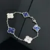 Jewelry Designer Chain Van Four Leaf Clover Bracelet Cleef Van Bracelets 2024 Christmas New Product Clover Women Luxury Peter Stone Blue Pendant Necklace High Quali