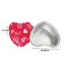 Stampi da forno 10 pezzi / set 100ML torta in foglio di alluminio con coperchi San Valentino tazza a forma di cuore matrimonio mamma Pan Cupcake