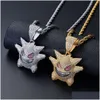 Pendentif Colliers Wg126 gros glacé 18K plaqué or Gengar pendentif collier hommes Collares Hip Hop bijoux livraison directe bijoux Dhp4I