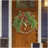 Decoratieve bloemenkransen 1 stuks Kerstmis dennenappel bel rotan krans deur hangend rustiek zoals afgebeeld 40X30Cm dagdecoraties Drop Deliv Otosu