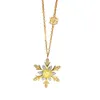 2022 Most Popular Solid Gold Real Yellow Diamond Snowflake Necklace With Adjustable Custom For Christmas