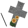 Décorations de jardin Croix Memorial Stone Résine Grave Tournesol Marqueurs Tombstone Statue Statut Ornement Figurine extérieure