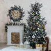 Flores decorativas 5 pçs glitter artificial ramos de pinheiro árvore de natal pendurado ornamento flor lantejoulas ouro folhas festa de natal decoração de casa