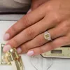 Ringe Jovovasmile gelbe Moissanit Ring 3Carat 9x8mm Kissen Original gelbes Weißgold 585 Moderinge für Frau Romantische Geschenke
