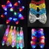 10 pçs piscando light up lantejoulas gravata borboleta presente brilho festa luminosa pescoço wear cosplay casamento aniversário navidad natal 240118