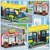 Blöcke Stadt Auto Gelb Passagier Schule Bus Station Single-Deck Öffentlichen Set Figuren Modell Bausteine DIY Spielzeug für jungen Geschenke