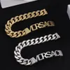 Mode guld silver bokstav armband manschett charm armband för mens fest bröllopälskare gåva smycken engagemang med låda