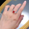 Cluster Rings 2024 European And American S925 Silver Imitation Diamond 9 Pigeon Blood Red Ring