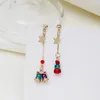 Dangle Earrings U-Magical Statement Christmas Asymmetry Boots Santa Claus Bell Earring For Women Tassel Beaded Red Star Jewelry