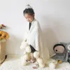 Filtar stickat baby filt för Borns Winter Cotton Swaddle Warp med Wool Ball Children Products Barn Badhandduk Pograf