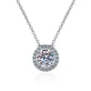 Ожерелья с подвесками KNOBSPIN Ожерелье из муассанита Halo Подвеска из стерлингового серебра 0,5 карата D VVS1 Lab Diamond с сертификатом GRA Ожерелье для женщин J240120