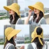 Chapeaux à large bord chapeau de soleil été femmes visière protection UV arc plage jaune dames chapeau de soleil pliable