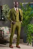 Men's Suits Olive Green Men 3 Pieces Wedding Groom Tuxedos Classic Fit Terno Masculino Custom Made Mariage Party Prom Blazer Wear