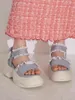 Sandales japonaises Preppy Style Lolita en dentelle pour femmes, chaussures à plateforme, bande magique féerique, Zapatos Mujer, été 2024