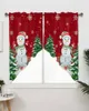 Curtain Christmas Snowman Red Snowflake Tree Short Living Room Kitchen Door Partition Home Decor Resturant Entrance Drapes