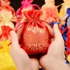 Present Wrap 10st Tassel Chinese Knot Joyous Small Wedding Party Bag Drawstring Candy Christmas Favor Silk Brocade smycken Puches