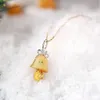 Nytt mode Solid Gold Real Yellow Diamond Bells Halsband för julklappanpassade smycken