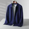 6Color Autumn and Winter Mens 100% Cashmere Cardigan Sweater Casual Knited Lapel Business Solid Color 240119