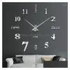 Horloges murales Quartz Autocollants Adhésif Décor Miroir Grande Maison Montres Horloge Vivant Pour Suspendre Auto Sans Cadre Drop Livraison Garde Dhe24