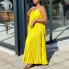 Vêtements ethniques Plus Taille Robes africaines pour femmes Summer Holiday Party Robe plissée Sundress Strap Robe Afrique sans manches Swing Robe