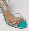 Luksusowa marka kobiet taniec sandały sandały buty aquazzura wysokie obcasy kryształowe ozdobna impreza sukienka ślubna kostki eleganckie pompki EU35-43 z pudełkiem