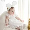 Party Hats Cute Bunny Ears Baby Headband Korean Bows Elastic Hair Bands for Infant Girls Hairband Newborn Headwear Kids Hair Accessories YQ240120