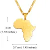 Africa Map Country Name 14k Yellow Gold Pendant Halsband för kvinnor Män Afrikanska kartor Jycken Nigeria, Kongo, Ghana, Sudan, Somalia