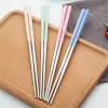 Reusable Chopstick Metal Chinese Chopstick with Plastic Wheat Straw Handle 4 Colors 11 LL