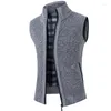 Men's Vests Winter Plush Sweater Vest Cardigan Sleeveless Jacket Youth Fashion Warm Knit