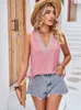 Women's Tanks Summer For Lace V Neck Tank Tops Sexy SleevelessT Shirt Solid Color Fashion Pinhole Elegant Woman Casual 2024