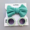 Hair Accessories 2Pcs Baby Girls Set Fashion Sun Flower Sunglasses Bow Hairband Head Bands Summer Beach Pography Props