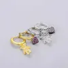 Stud ANENJERY Zilver Kleur Micro Zirkoon Beer Hart Hoepel Oorbellen Vrouwelijke Leuke Lichte Luxe Handgemaakte Asymmetrische Sieraden J240120