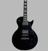 Guitare électrique noire personnalisée, 22 frettes, matériel argenté, vente de haute qualité, livraison rapide