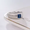 Natural Sapphire Gemstone Fashion Tredy Finger White Gold Jewelry Engagement Ring For Men/Women