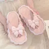 Pantoufles Mignon Y 2K Bowknot Rose Blanc Tongs Pour Femmes Vacances Kawaii Yk2 Plage Style Coréen Noir Dames Plate-Forme Chaussures