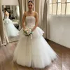2 i 1 en linje bröllopsklänningar 2024 stropplös spets top med löstagbar kjol brudklänning två stycken puffy kjol vestido de novia