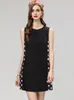 Women's Runway Dresses O Neck Sleeveless Printed Hidden Zipper High Street Fashion A Line Mini Vestidos